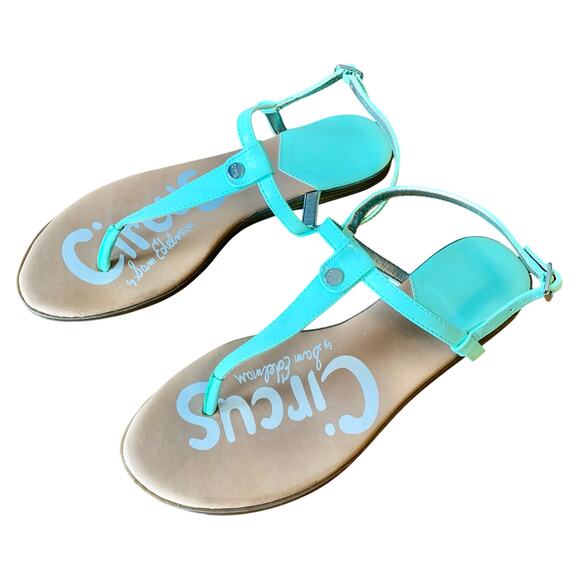 Circus Sam Edelman Womens Sandals Sz 10M Cayden Mint Green T-Strap Buckle Thong - Picture 1 of 9